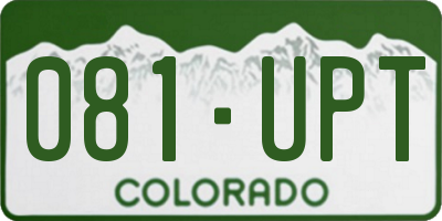 CO license plate 081UPT