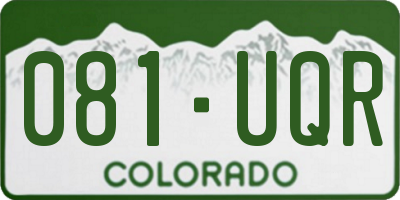 CO license plate 081UQR