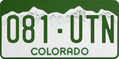 CO license plate 081UTN