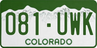 CO license plate 081UWK