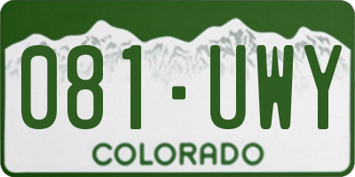 CO license plate 081UWY