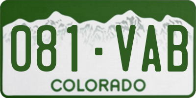 CO license plate 081VAB
