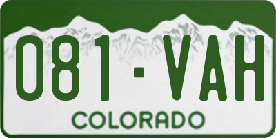 CO license plate 081VAH