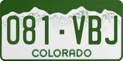 CO license plate 081VBJ