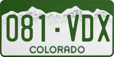 CO license plate 081VDX