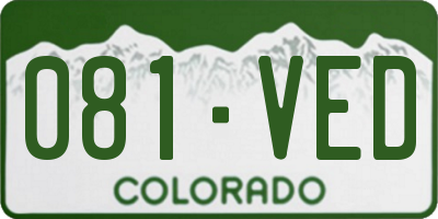 CO license plate 081VED