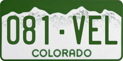 CO license plate 081VEL