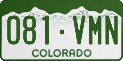 CO license plate 081VMN