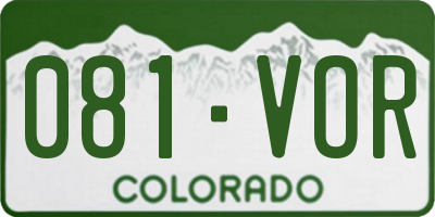 CO license plate 081VOR
