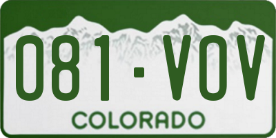 CO license plate 081VOV