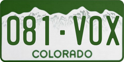 CO license plate 081VOX