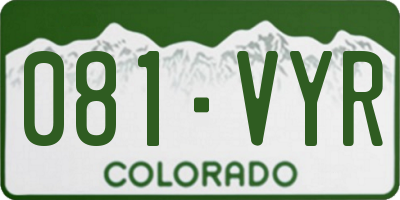 CO license plate 081VYR