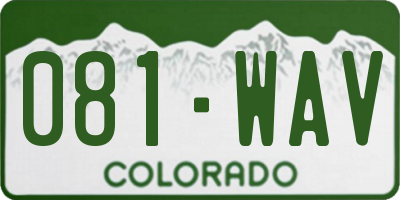 CO license plate 081WAV