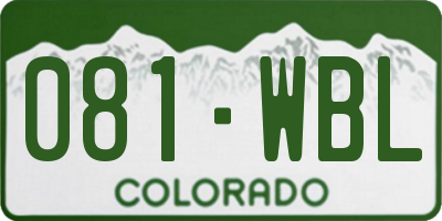 CO license plate 081WBL