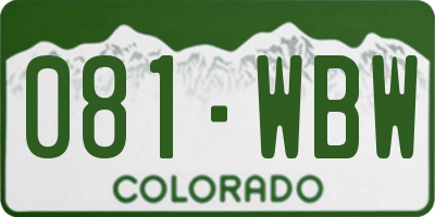 CO license plate 081WBW