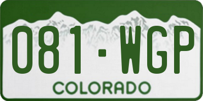 CO license plate 081WGP