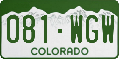 CO license plate 081WGW