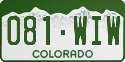 CO license plate 081WIW
