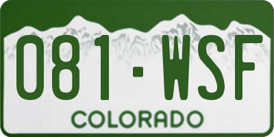 CO license plate 081WSF