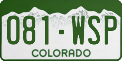 CO license plate 081WSP