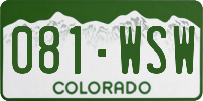 CO license plate 081WSW