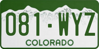 CO license plate 081WYZ