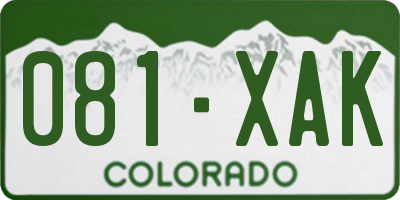 CO license plate 081XAK
