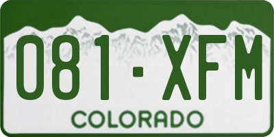 CO license plate 081XFM