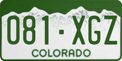 CO license plate 081XGZ