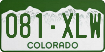 CO license plate 081XLW