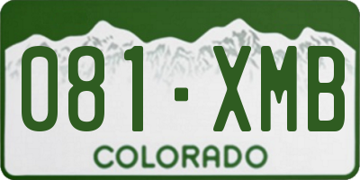 CO license plate 081XMB