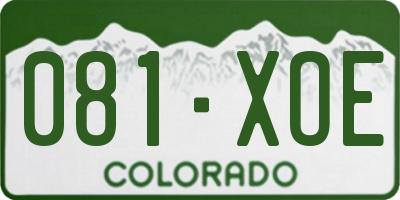 CO license plate 081XOE
