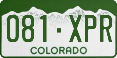 CO license plate 081XPR