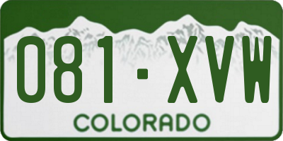 CO license plate 081XVW