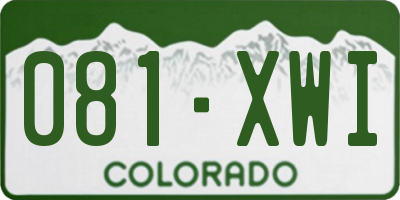 CO license plate 081XWI