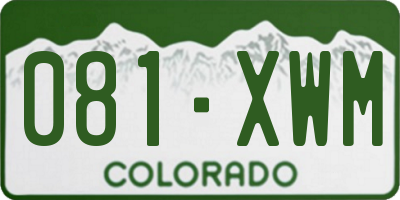 CO license plate 081XWM