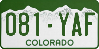 CO license plate 081YAF