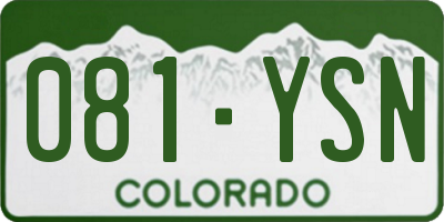 CO license plate 081YSN