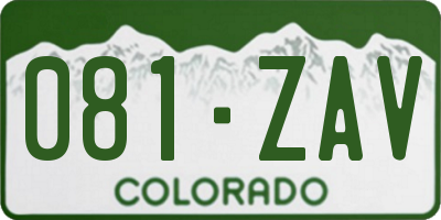 CO license plate 081ZAV