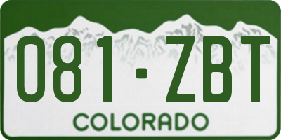 CO license plate 081ZBT