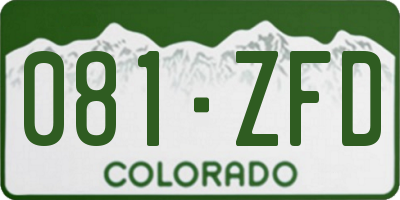 CO license plate 081ZFD