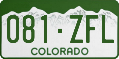 CO license plate 081ZFL