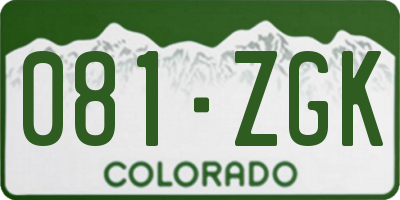 CO license plate 081ZGK