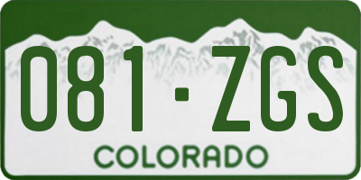 CO license plate 081ZGS
