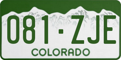 CO license plate 081ZJE
