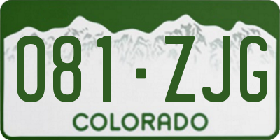 CO license plate 081ZJG