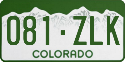 CO license plate 081ZLK
