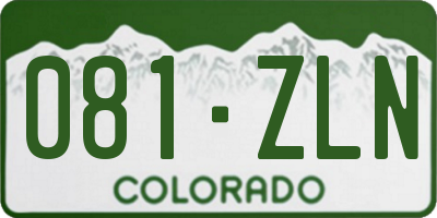 CO license plate 081ZLN