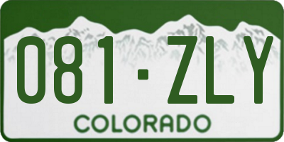 CO license plate 081ZLY