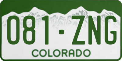 CO license plate 081ZNG